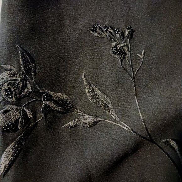 VTG Jones New York Black Beaded Shift Midi‎ Dress Size 14 Short Sleeves Back Zip - Picture 6 of 10